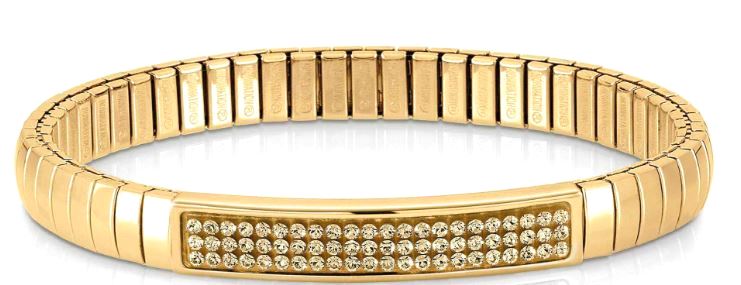 Nomination Classic Yellow Gold Plated Stainless Steel Champagne Cubic Zirconia Stretch Extension Bracelet