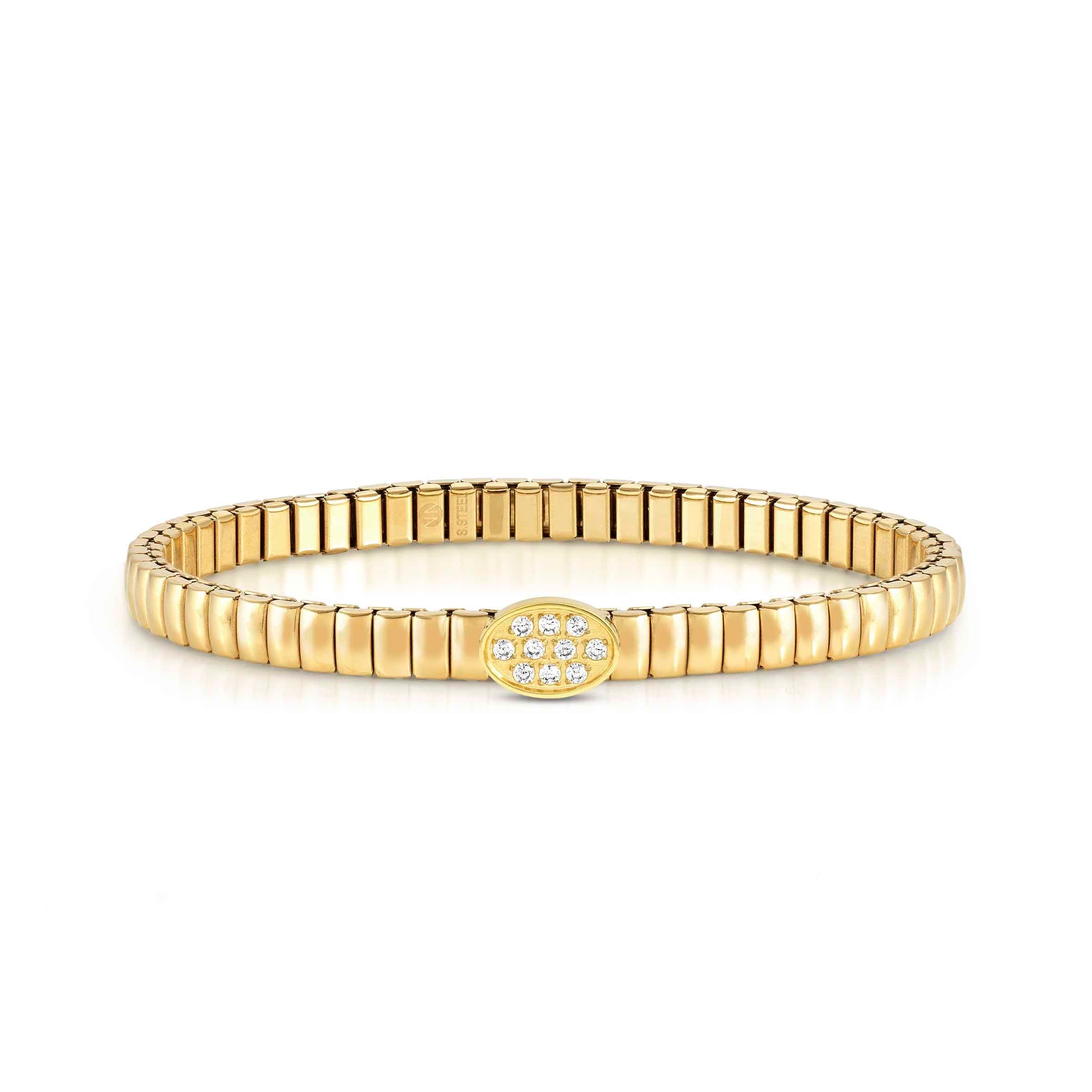 Nomination Yellow Gold PVD Plated CZ Oval Stretch Bracelet