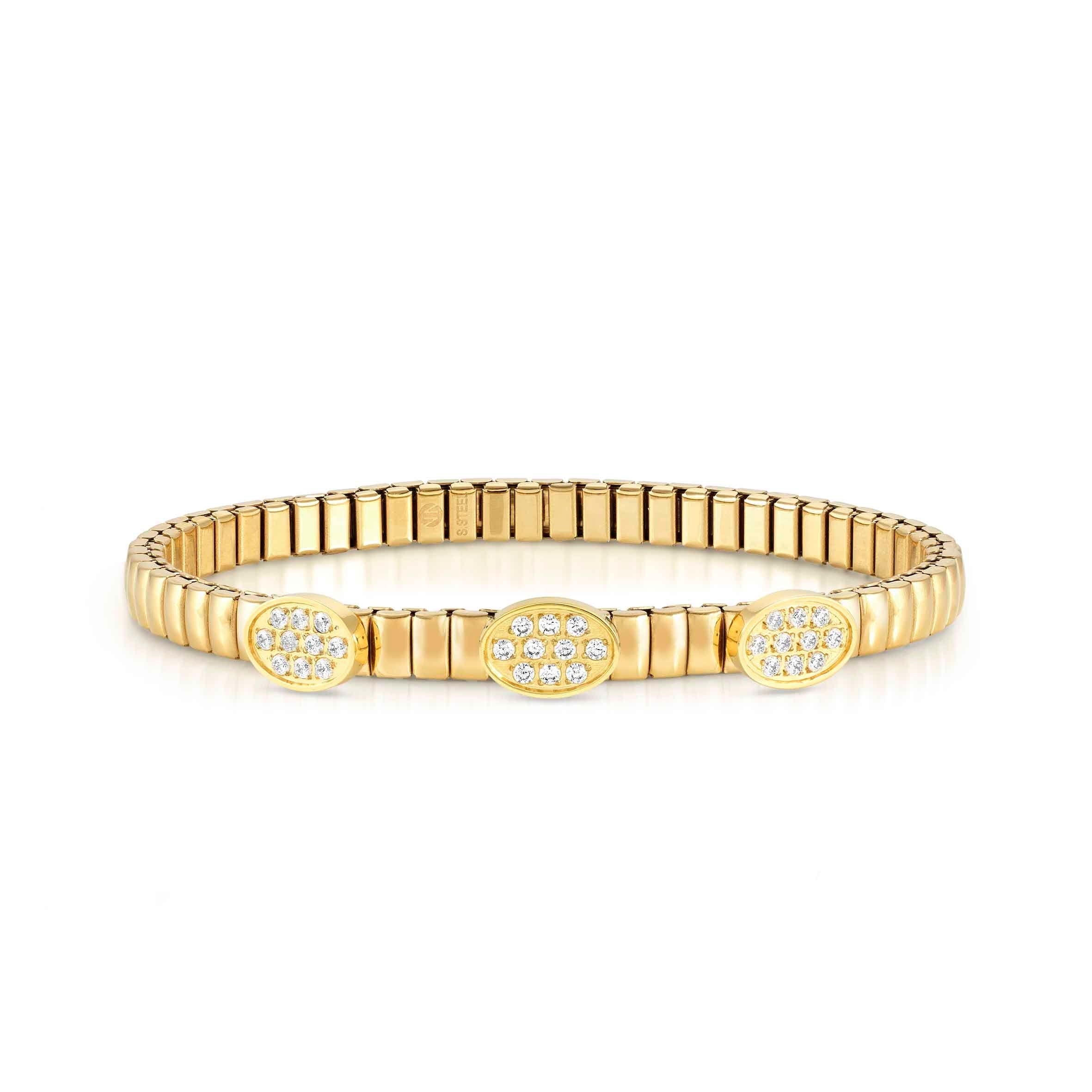 Nomination Yellow Gold PVD Plated Extension Bracelet with Cubic Zirconia Ovals