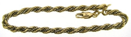 Vintage 9ct Yellow Gold Rope Link Bracelet With White Gold Box Link Intertwined