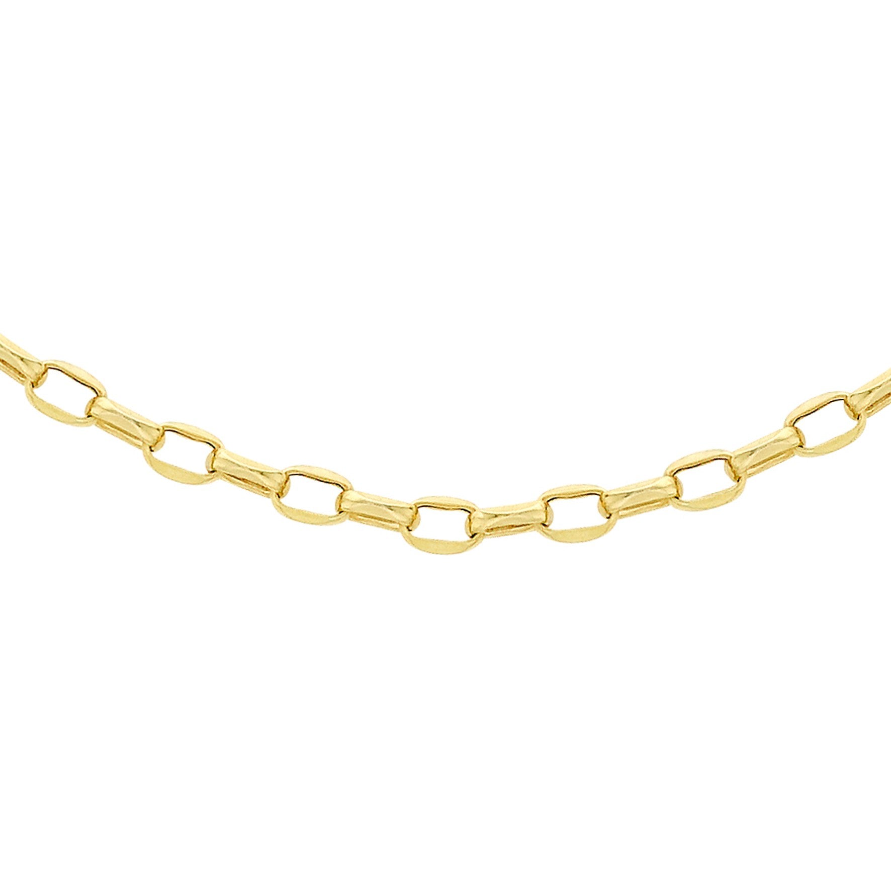 9ct Yellow Gold Diamond Cut Oval Belcher Chain 20 Inch