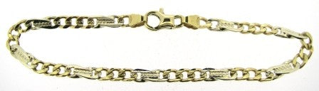Vintage 9ct Yellow And White Gold Curb Link Bracelet 7.75'