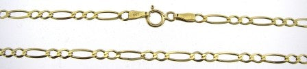 Vintage 9ct Yellow Gold 1x2 Figaro Link Chain 18.5'