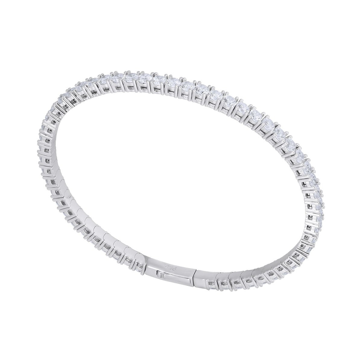 Sterling Silver 3mm Cubic Zirconia Tennis Bangle