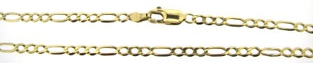 Vintage 9ct Yellow Gold 1x3 Figaro Link Chain 22.5'