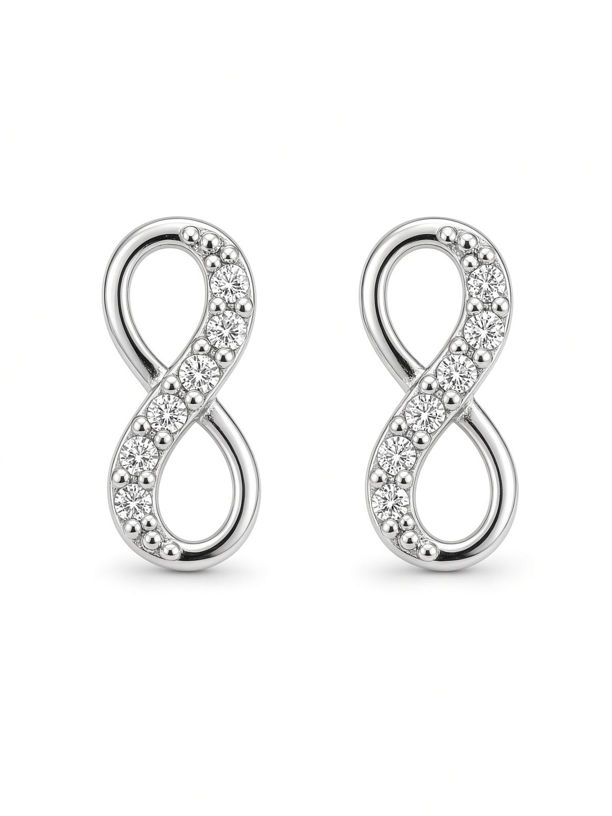 Sterling Silver CZ Infinity Stud Earrings