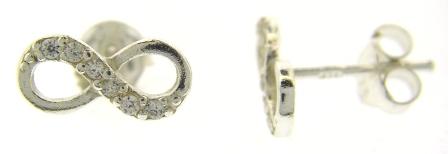 Sterling Silver CZ Infinity Stud Earrings