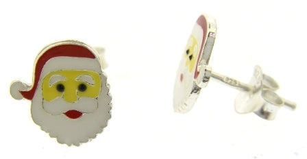 Sterling Silver Santa Stud Earrings