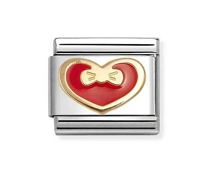 Nomination Composable Classic 'Love2' Red Heart Bow Charm Link