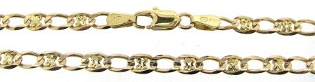 Vintage 9ct Yellow Gold Scroll And Curb Link Chain 22.5'