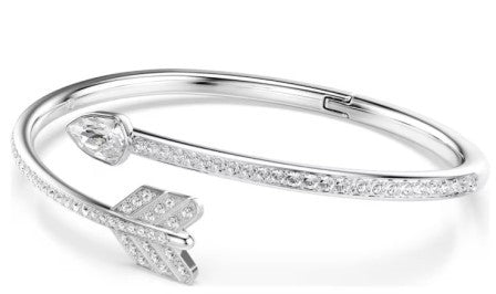 Swarovski Idyllia Cupids Arrow Inspired Bangle,Rhodium Plated, CRY/RHS - M
