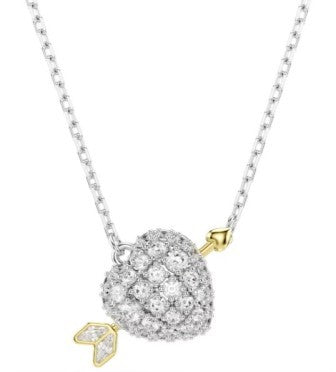 Swarovski Idyllia Pendant, Heart Shape With Gold Tone Arrow, White Crystals, Mixed Metal Finish