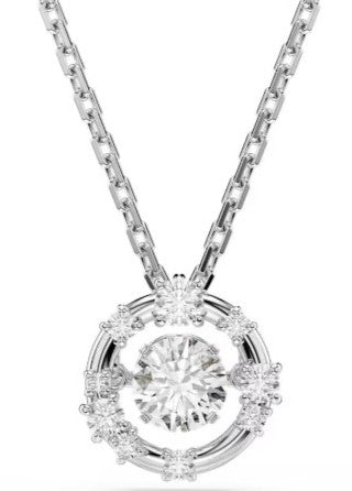 Swarovski Constella Pendant, Round Cut,Dancing Stone, White Rhodium Plated