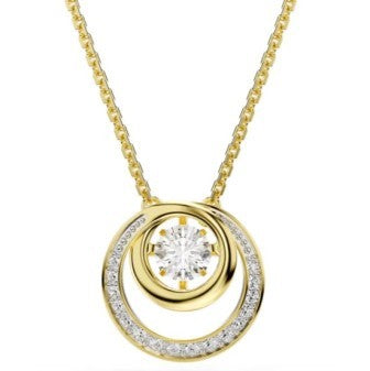 Swarovski Hyperbola Circle Pendant, Round White Crystals, Gold Tone Plated