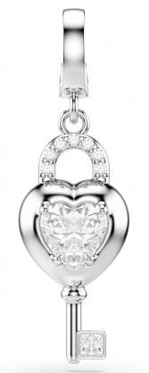 Swarovski Idyllia Mixed Cuts Heart With Key Charm CRY/RHS