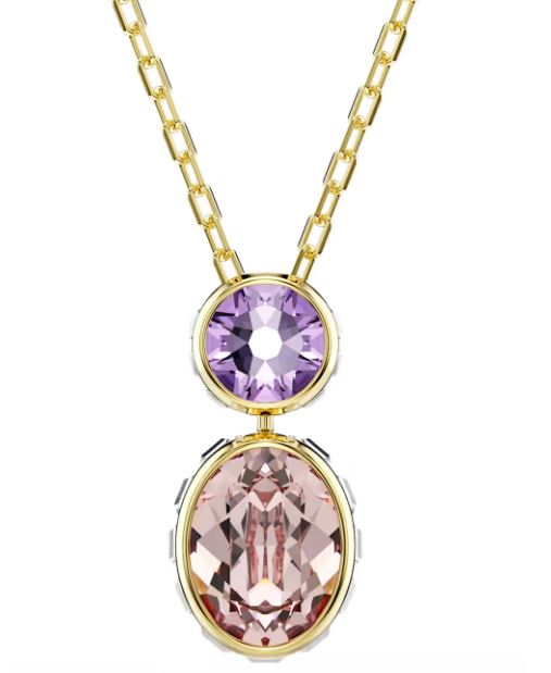 Swarovski Chroma Pendant, Mixed Cuts, Multicoloured, Gold Tone Plated