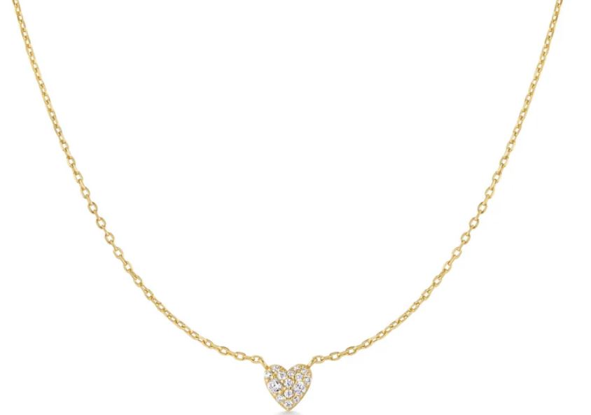 Ania Haie Gold Plated Cubic Zirconia Pavé Heart Necklace 40.5-48cm