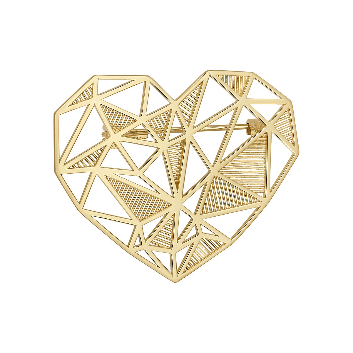 Sterling Silver Yellow Gold Plated Filigree Heart Brooch