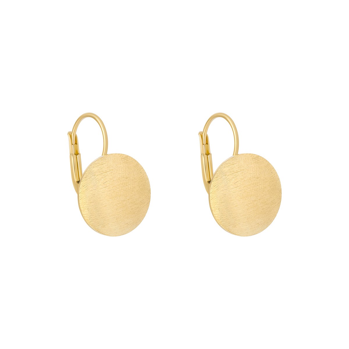 Sterling Silver Yellow Gold Plated Round Button Drop Earrings