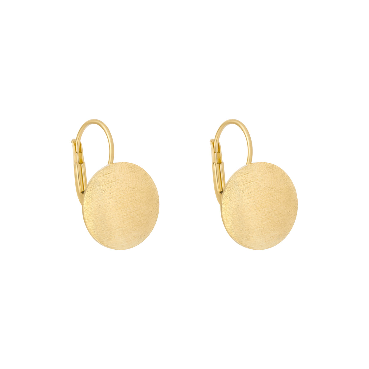Sterling Silver Yellow Gold Plated Round Button Drop Earrings