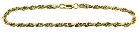 Vintage 9ct Yellow Gold Rope Link Bracelet 8'