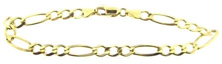 Vintage 9ct Yellow Gold Figaro Link Bracelet 7.5'