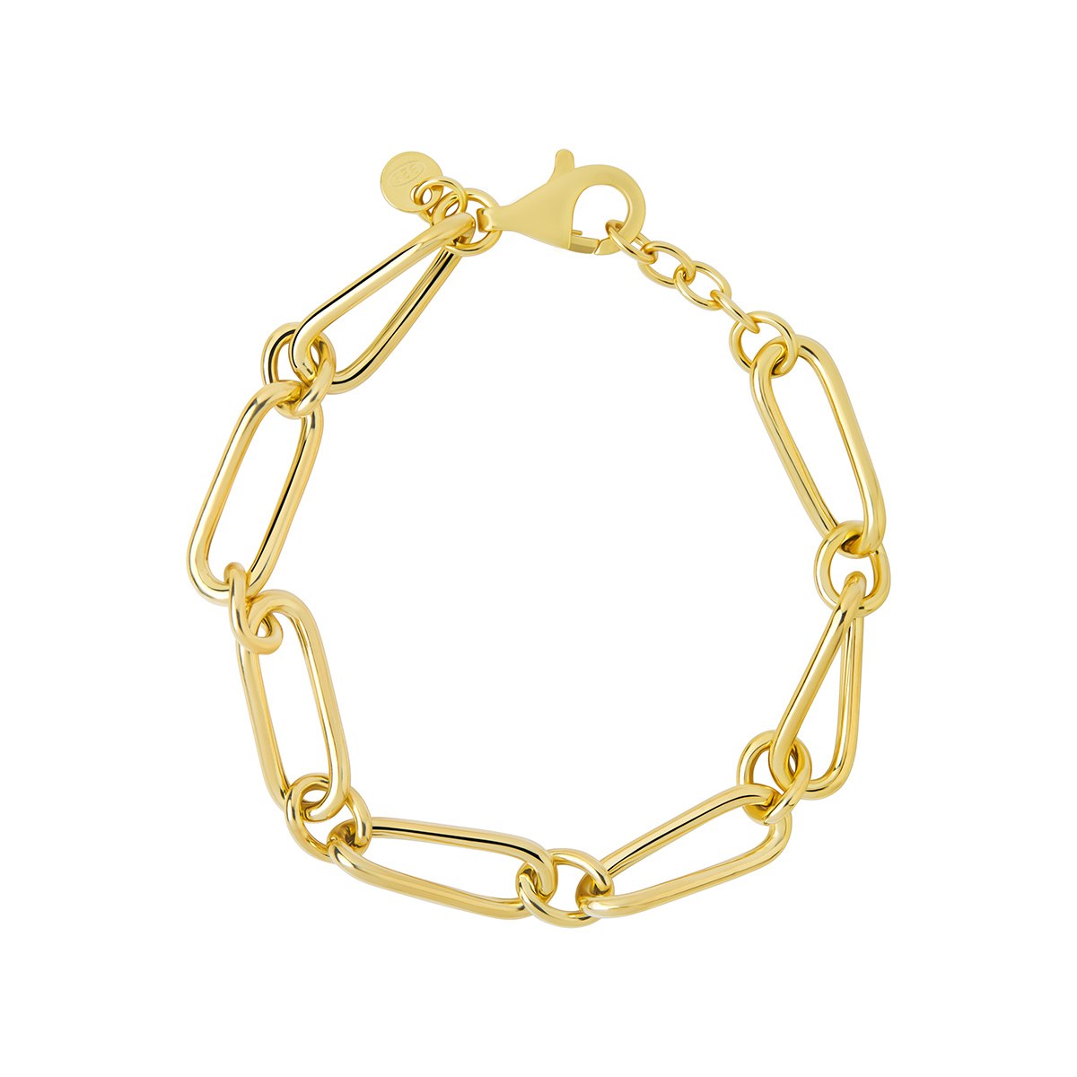 Sterling Silver Yellow Gold Plated Twisted Link Bracelet 18-19cm