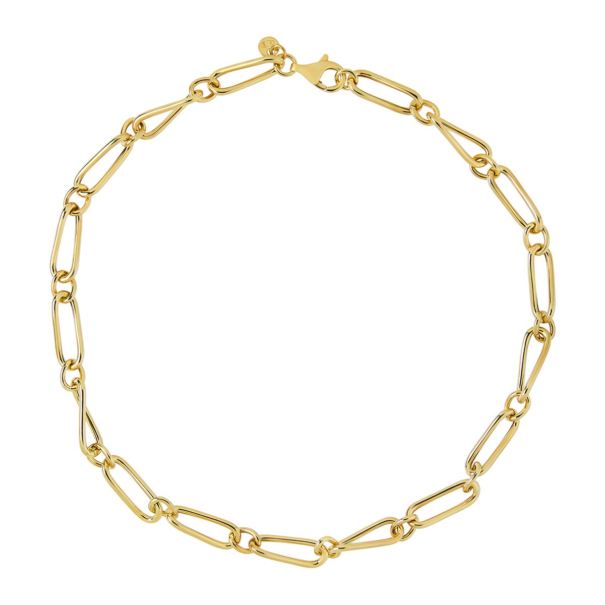 Sterling Silver Yellow Gold Plated Twisted Link Necklet 17.5'