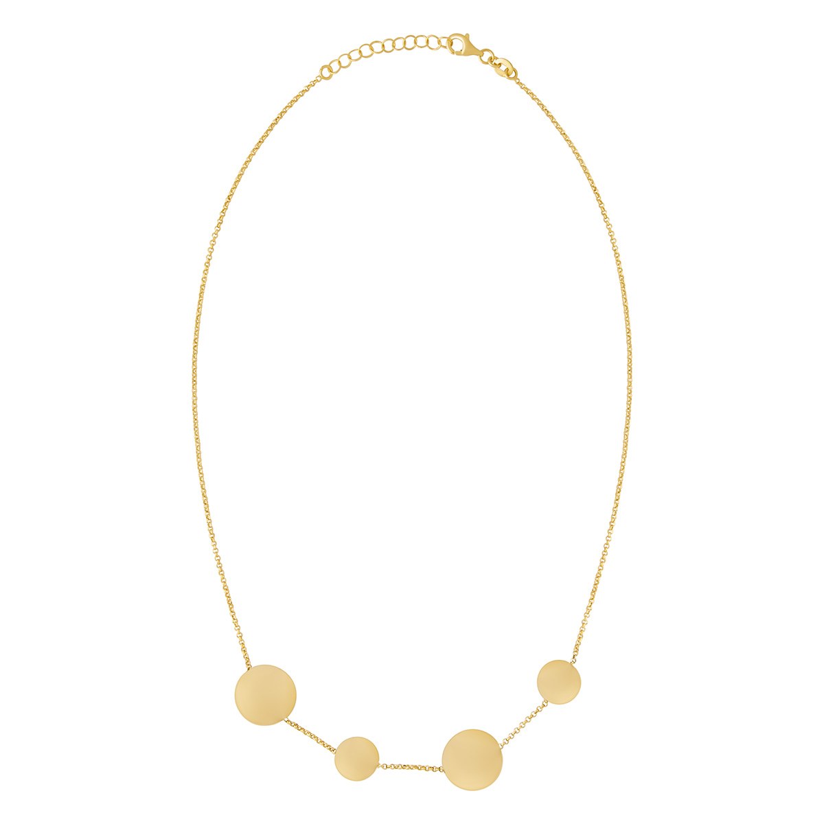 Sterling Silver Yellow Gold Plated 4 Button Necklace 17.5'