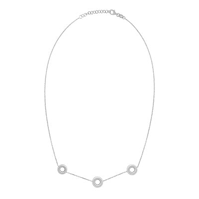 Sterling Silver 3 Circle Necklace 16-17.5"