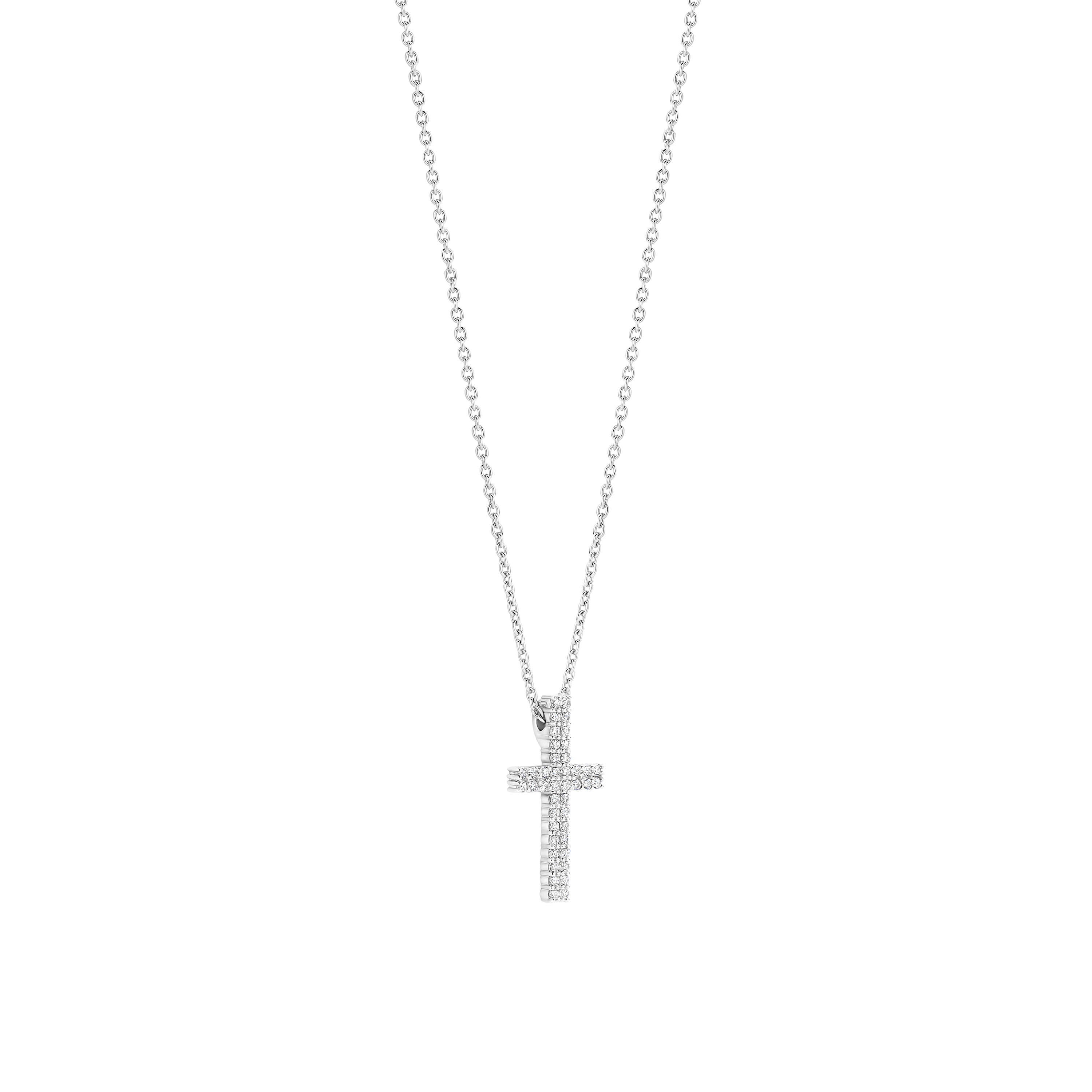 Ti Sento Sterling Silver Cubic Zirconia Cross Necklace 38-48cm