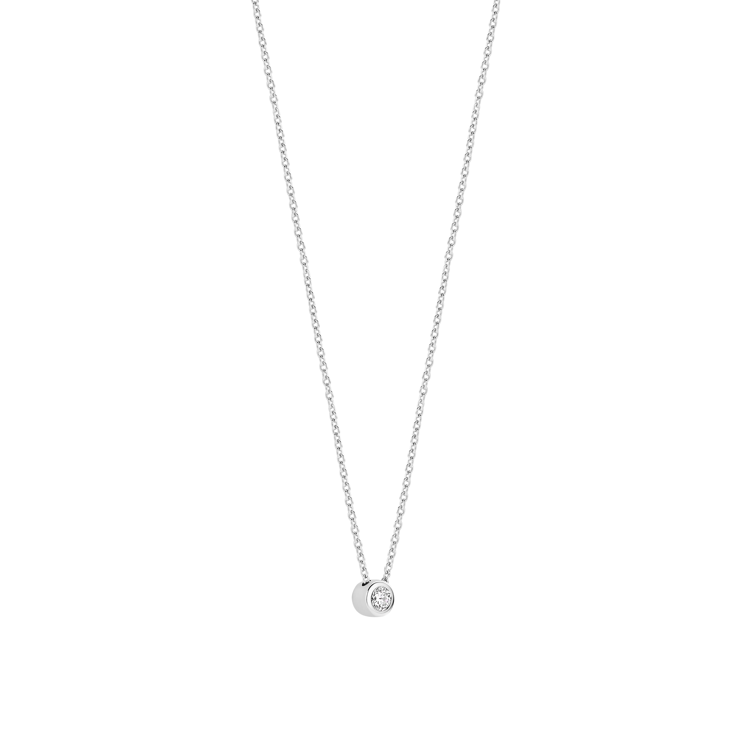 Ti Sento Sterling Silver Bezel Set Cubic Zirconia Necklace 38-48cm