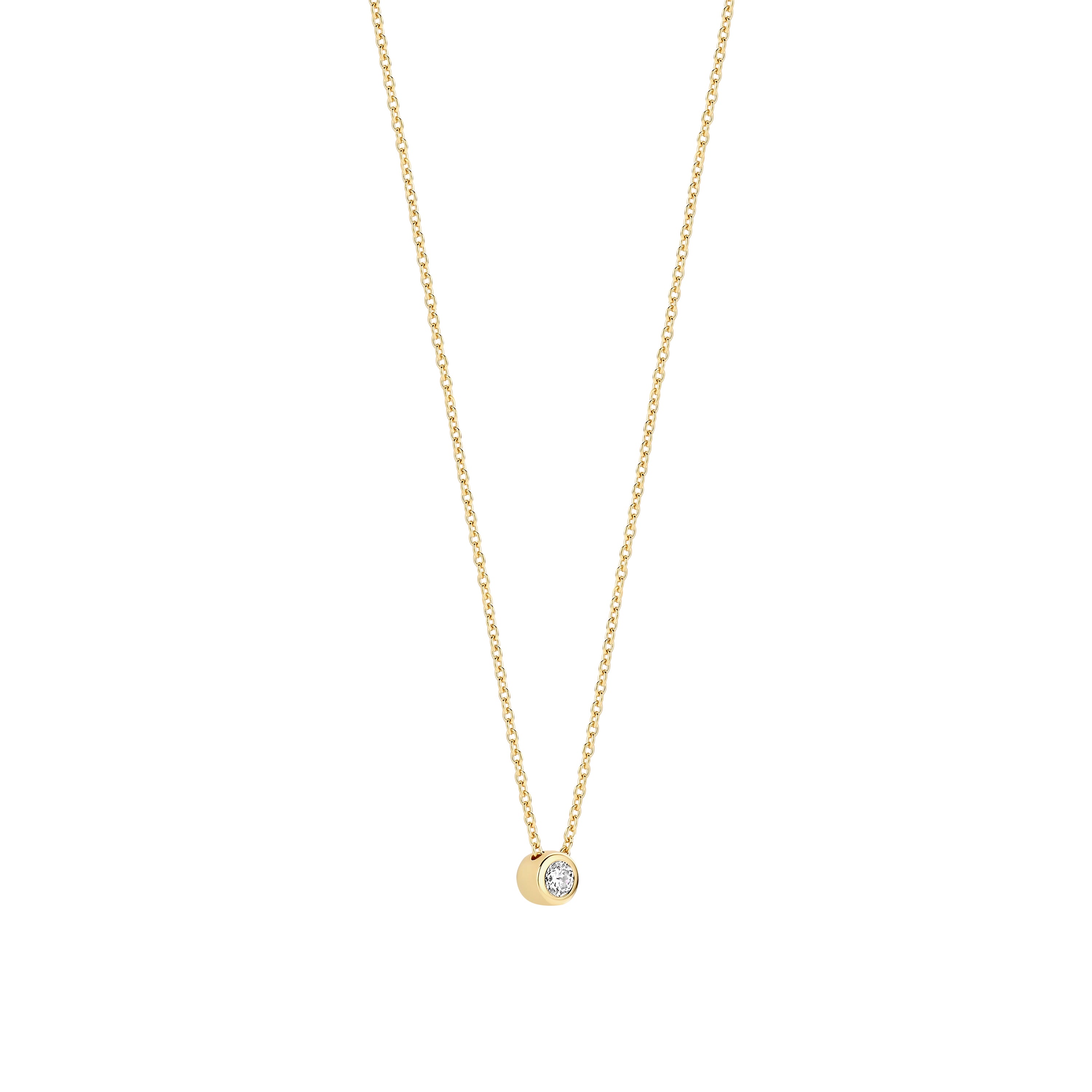 Ti Sento Sterling Silver Yellow Gold Plated Bezel Set Cubic Zirconia Necklace 38-48cm
