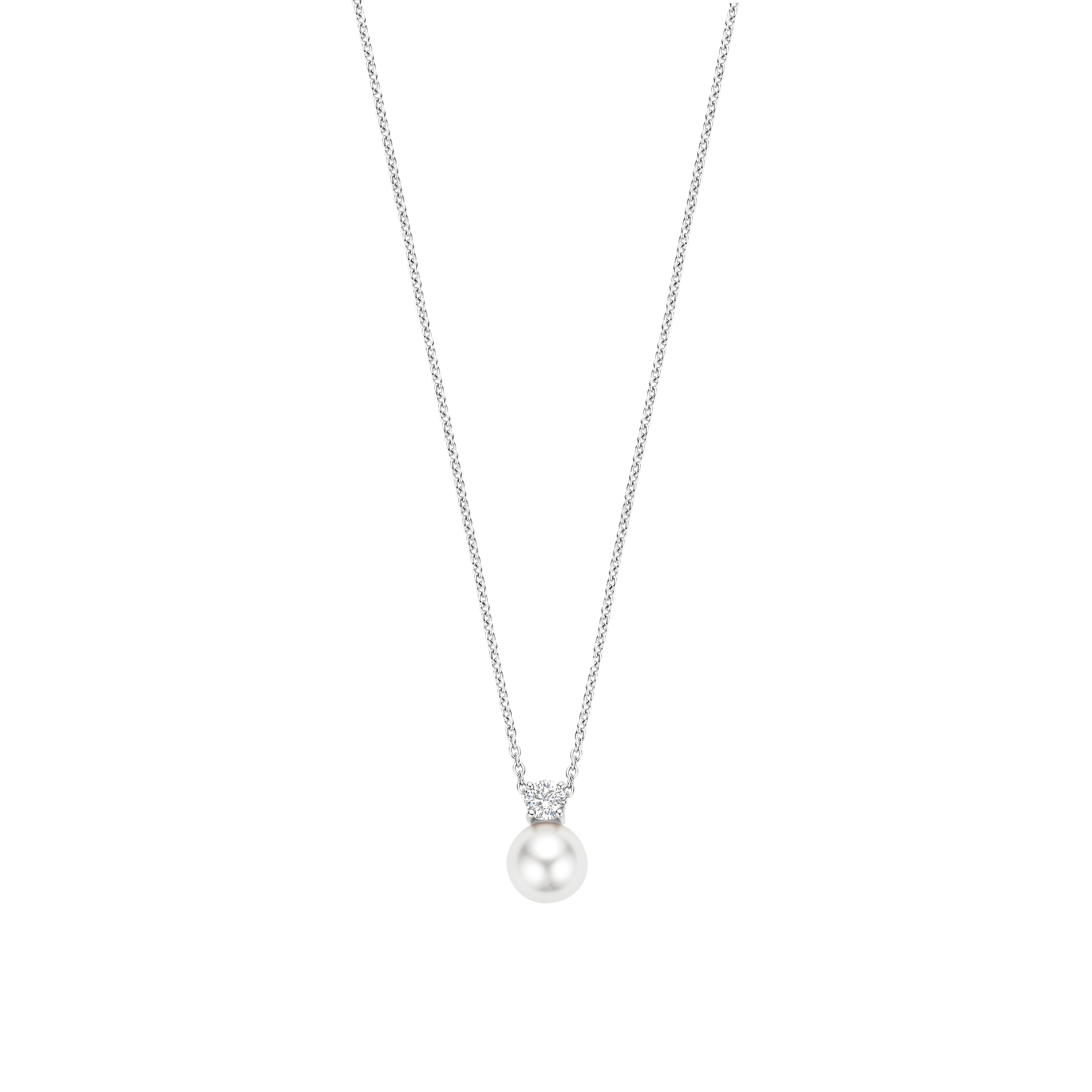 Ti Sento Sterling Silver Shell Pearl Necklace with Cubic Zirconia 38-48cm