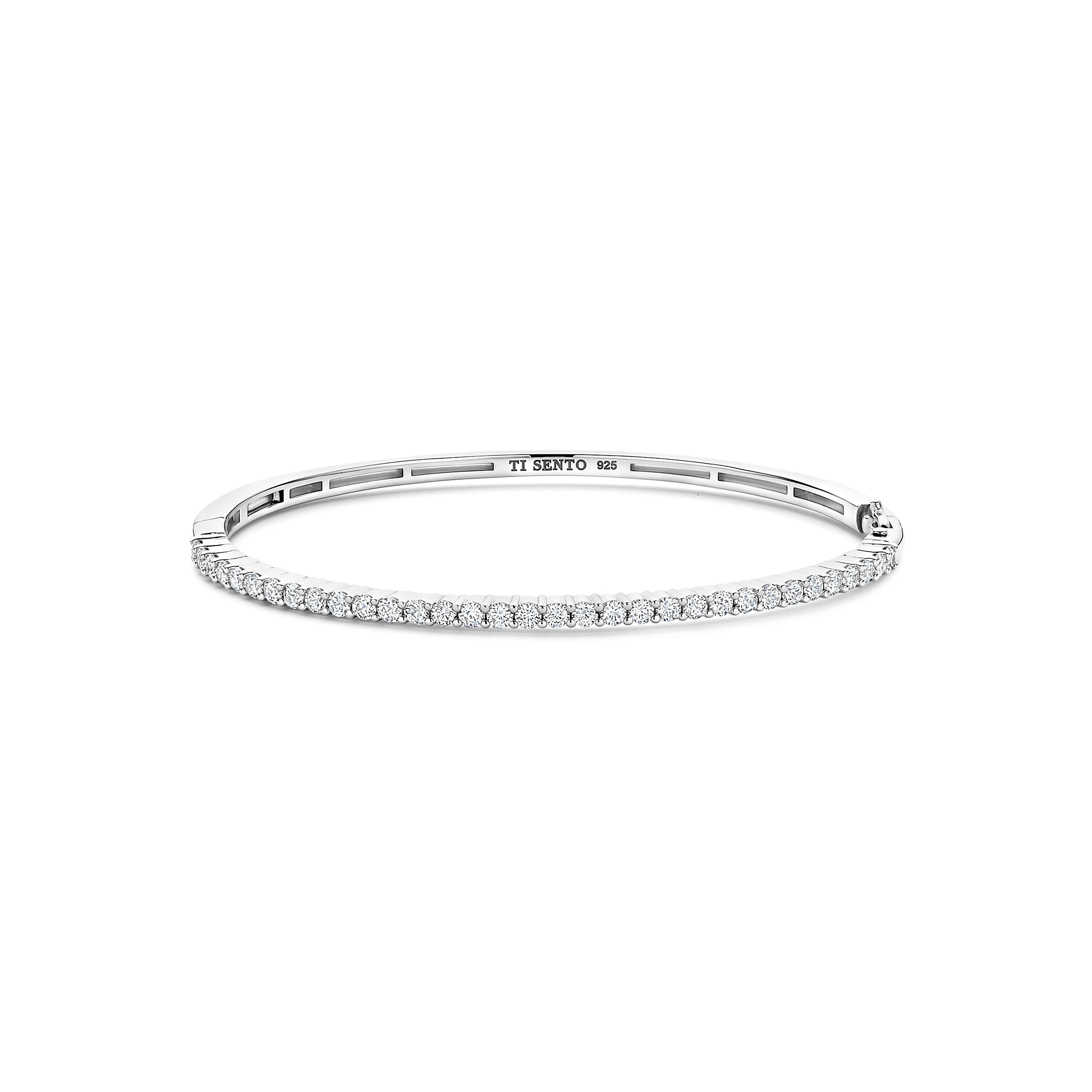 Ti Sento Sterling Silver Cubic Zirconia Bangle - M