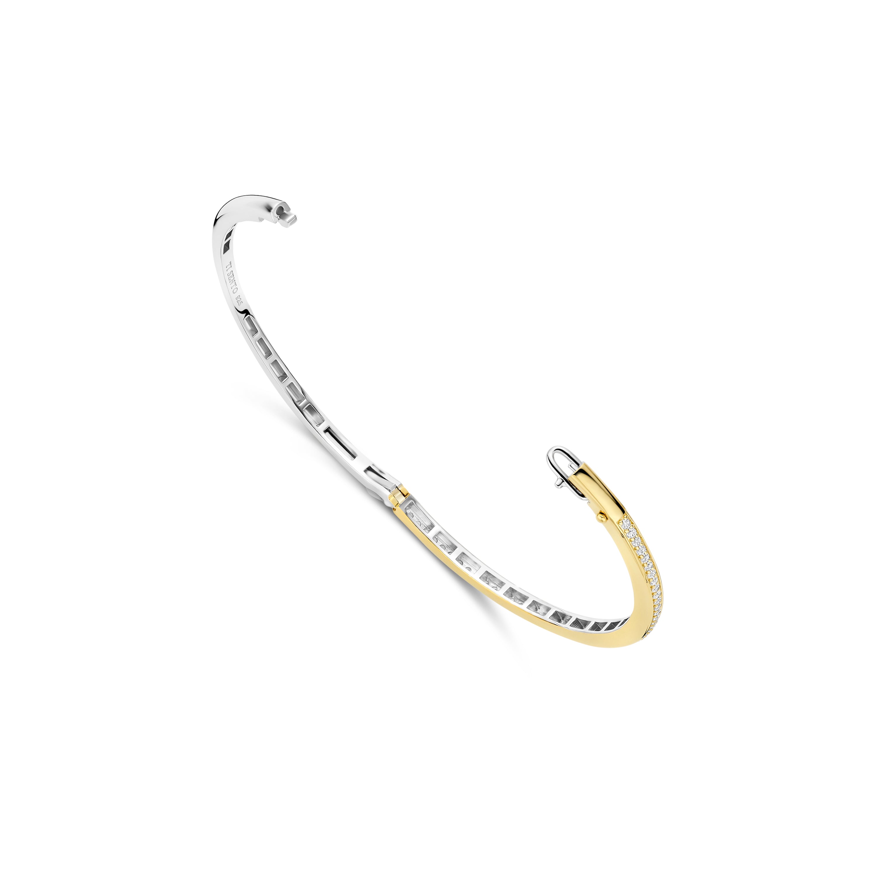 Ti Sento Sterling Silver & Yellow Gold Plated Cubic Zirconia Bangle - M