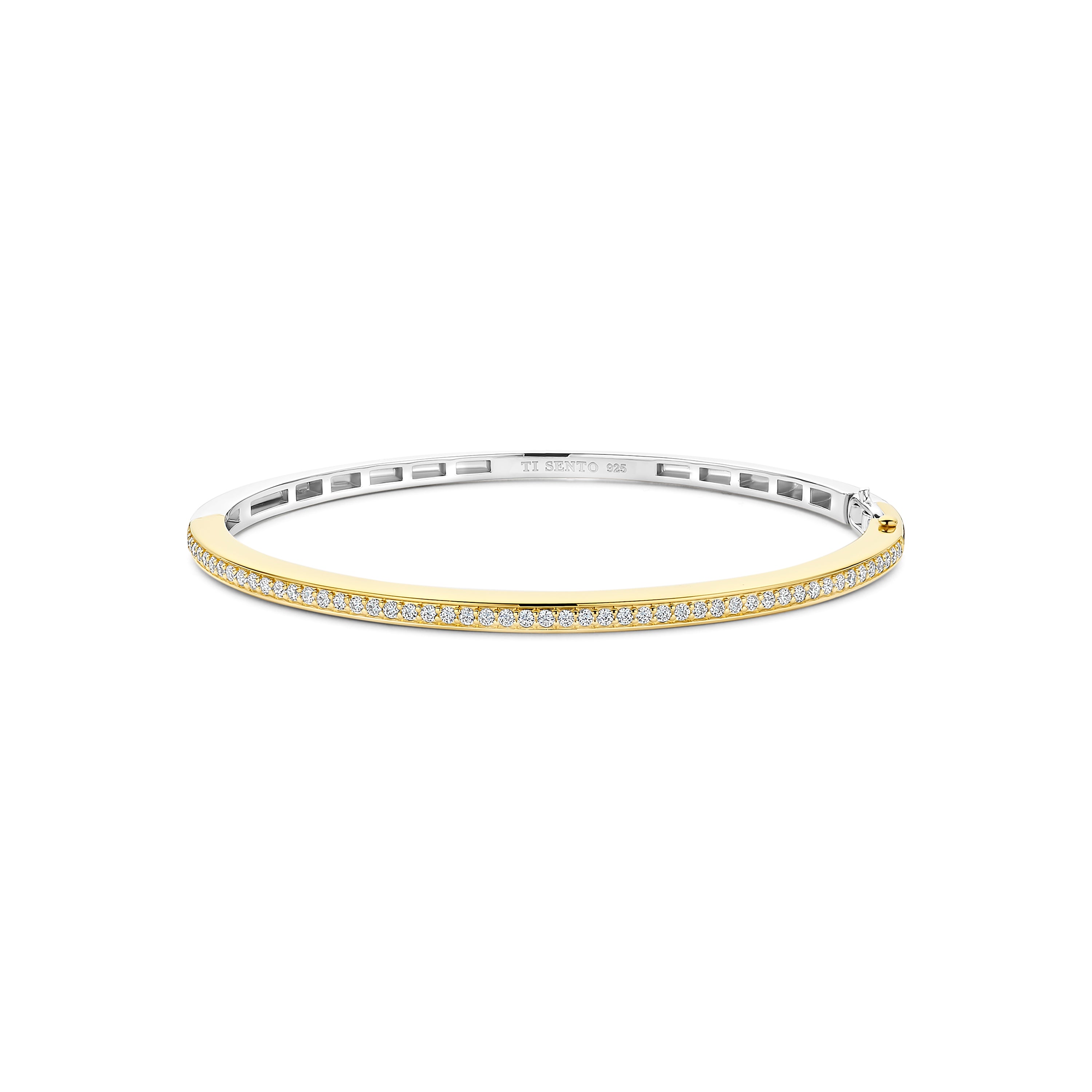 Ti Sento Sterling Silver & Yellow Gold Plated Cubic Zirconia Bangle - M
