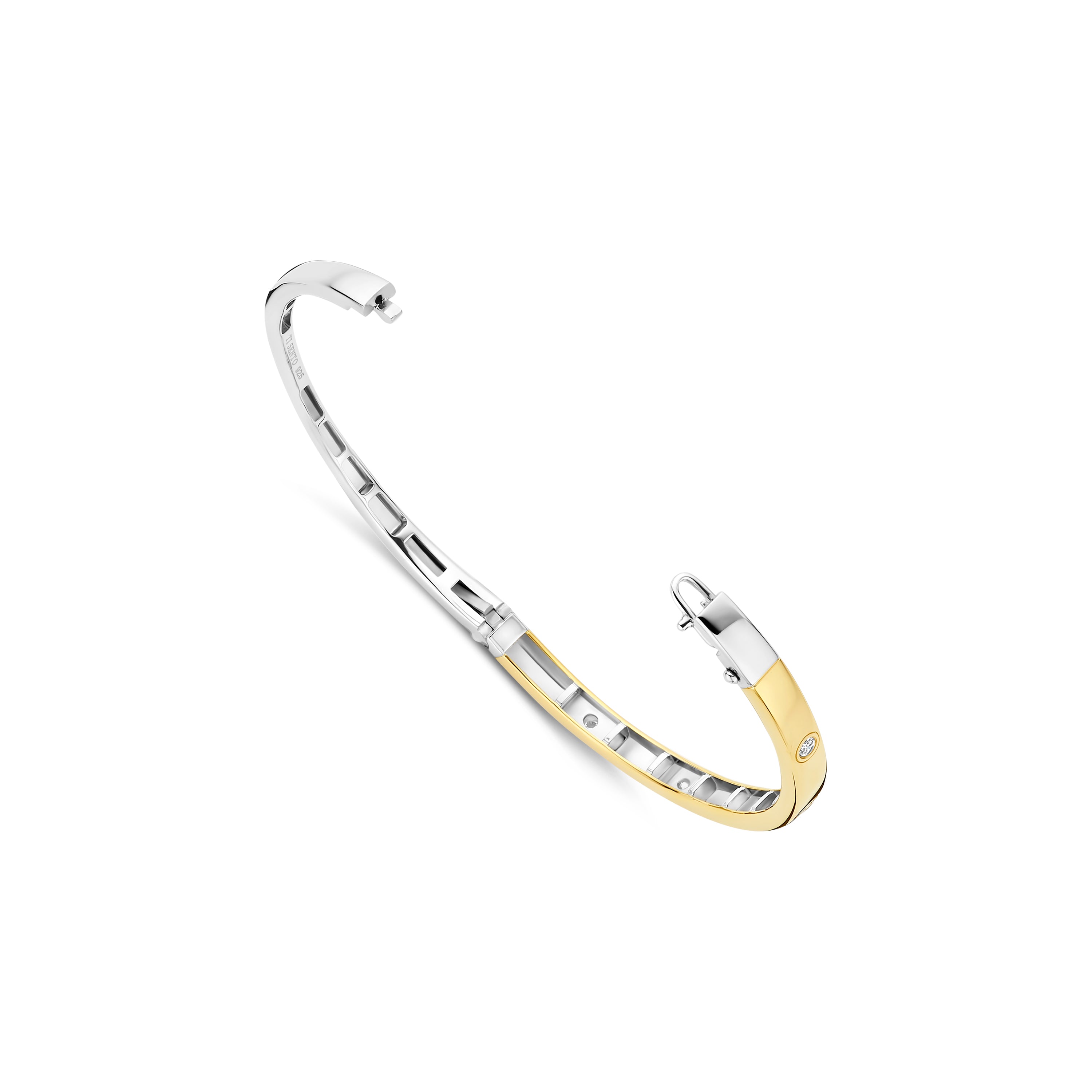 Ti Sento Sterling Silver & Yellow Gold Plated Bangle with Cubic Zirconia - M