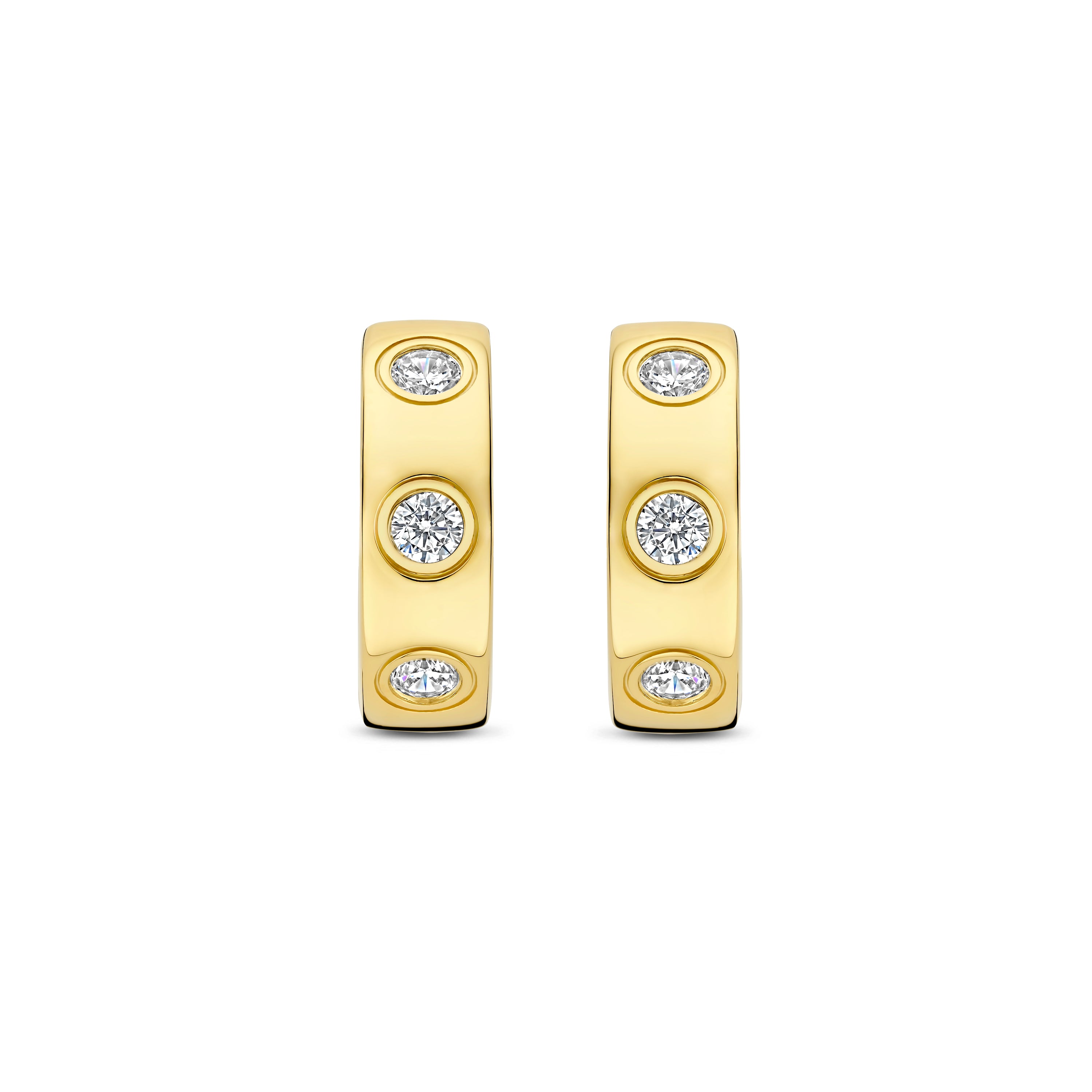 Ti Sento Sterling Silver & Yellow Gold Plated Hoop Earrings with Cubic Zirconia 16mm