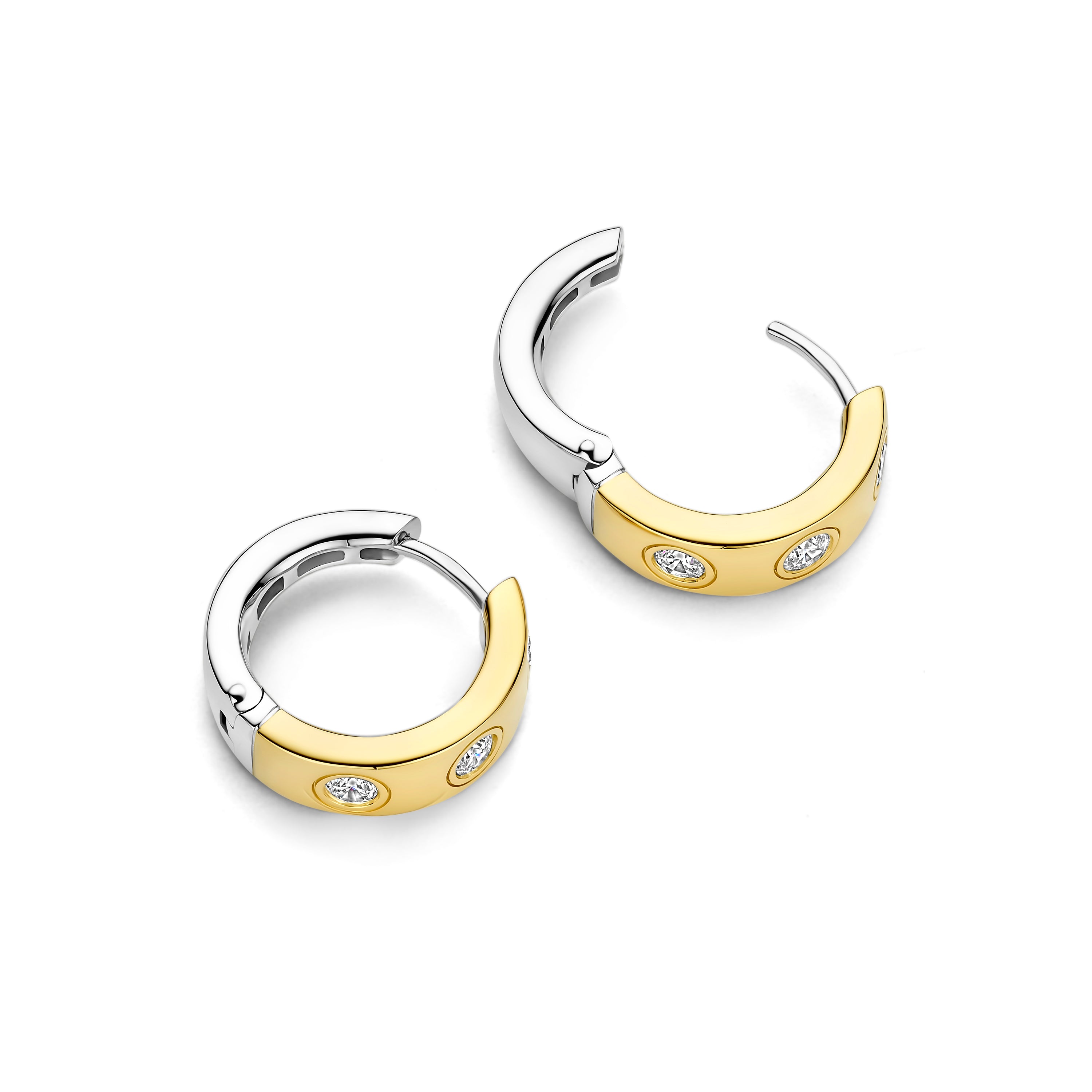 Ti Sento Sterling Silver & Yellow Gold Plated Hoop Earrings with Cubic Zirconia 16mm