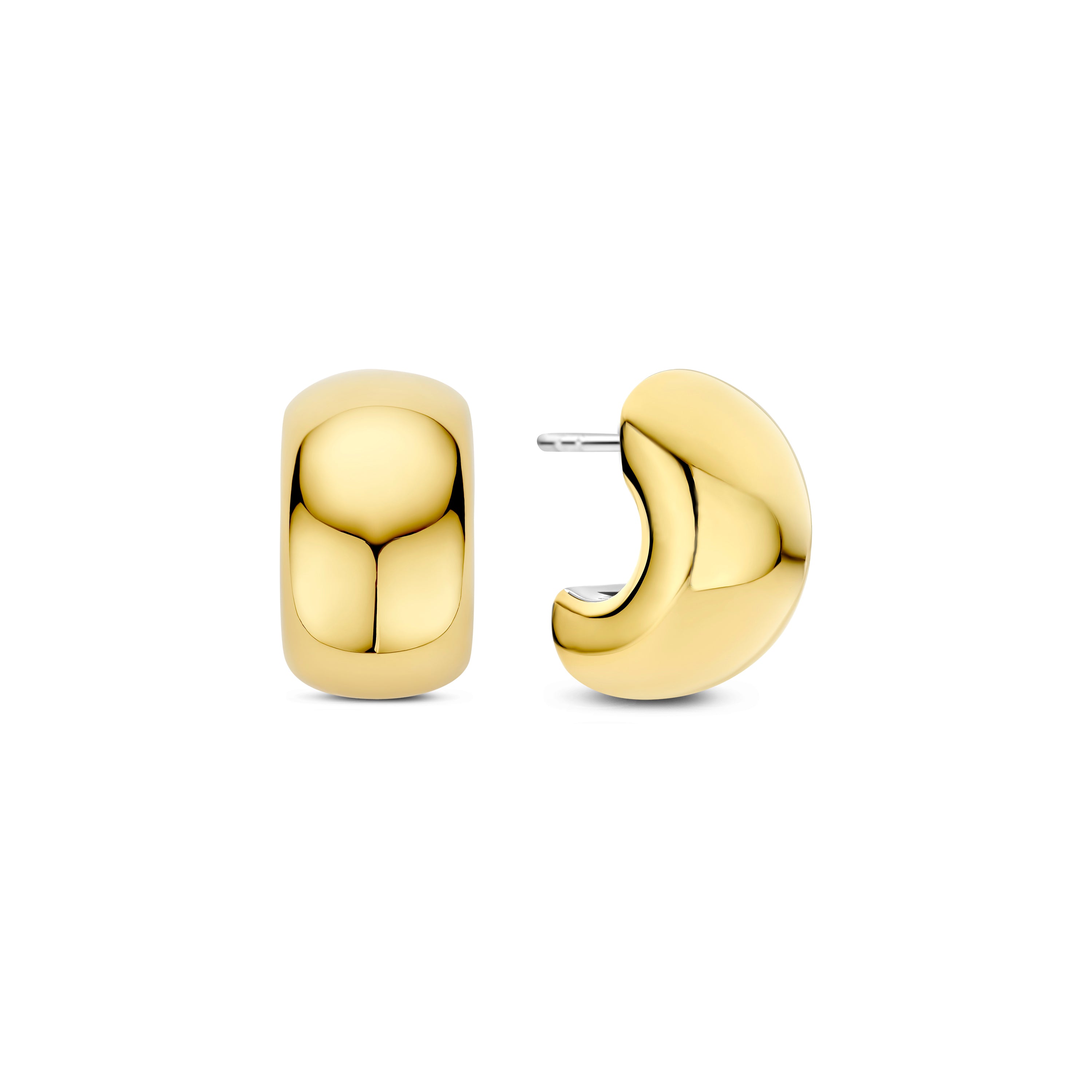 Ti Sento Sterling Silver & Yellow Gold Plated Chunky Half Hoop Stud Earrings