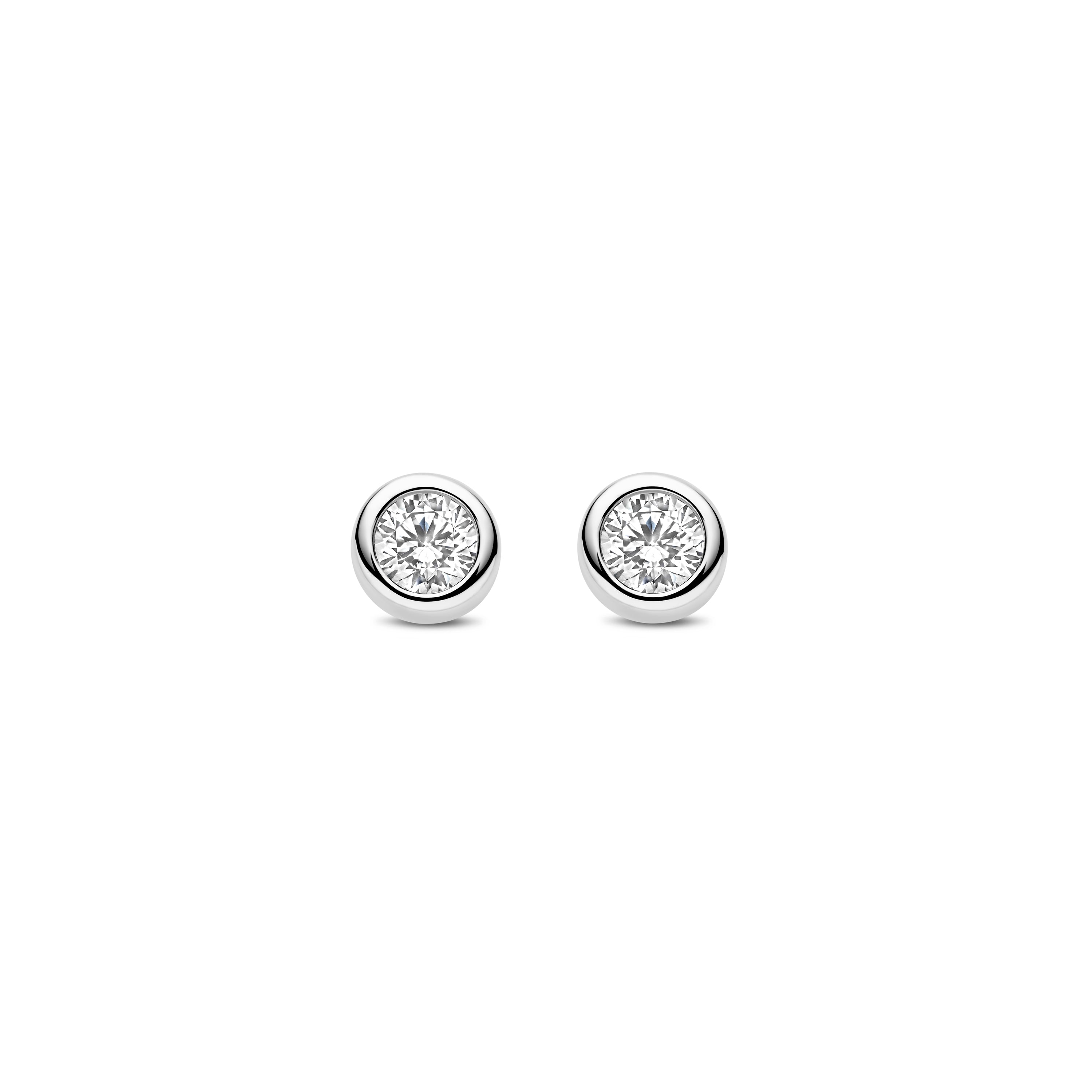 Ti Sento Sterling Silver Bezel Set Cubic Zirconia Stud Earrings 4mm