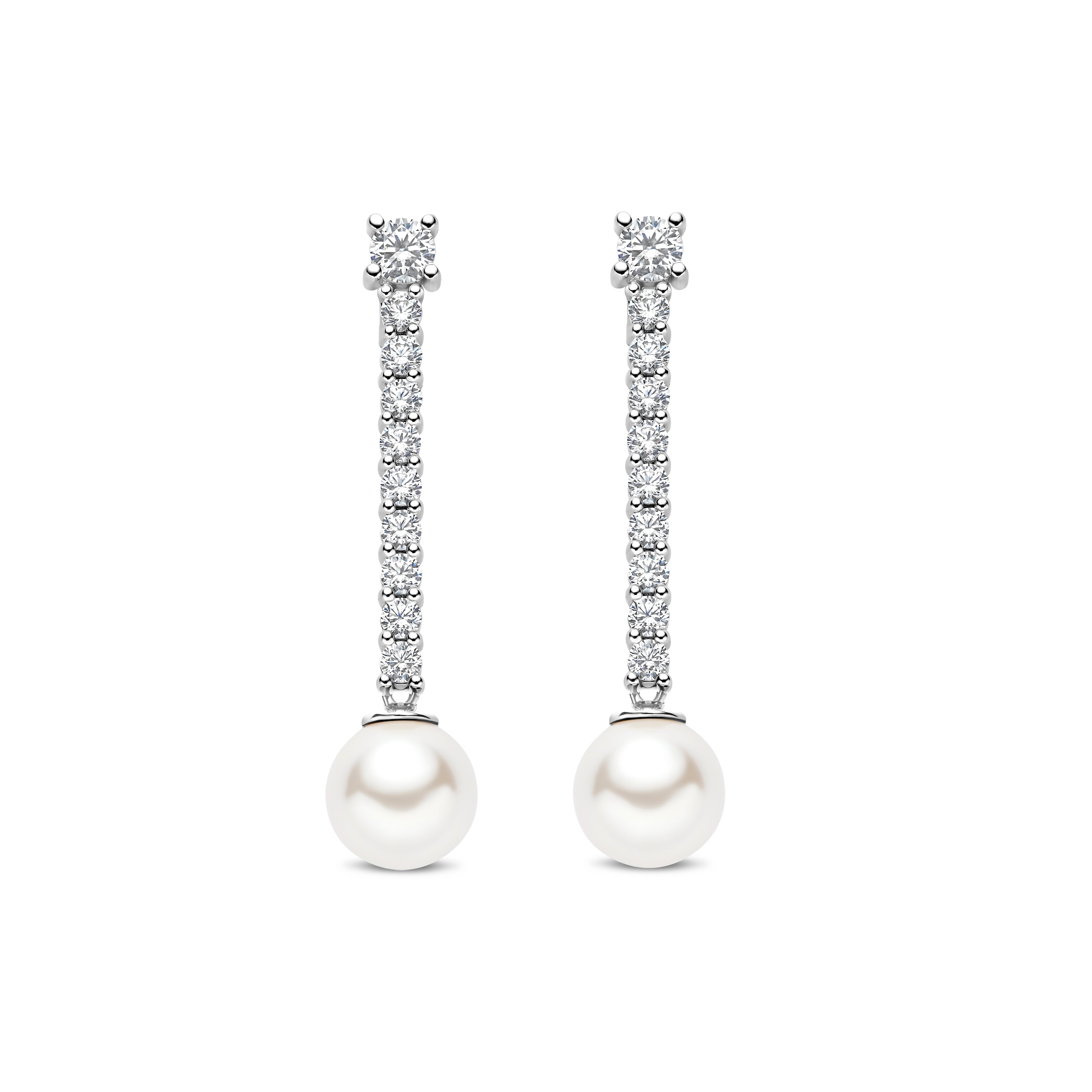 Ti Sento Sterling Silver Cubic Zirconia Tennis & Shell Pearl Drop Earrings