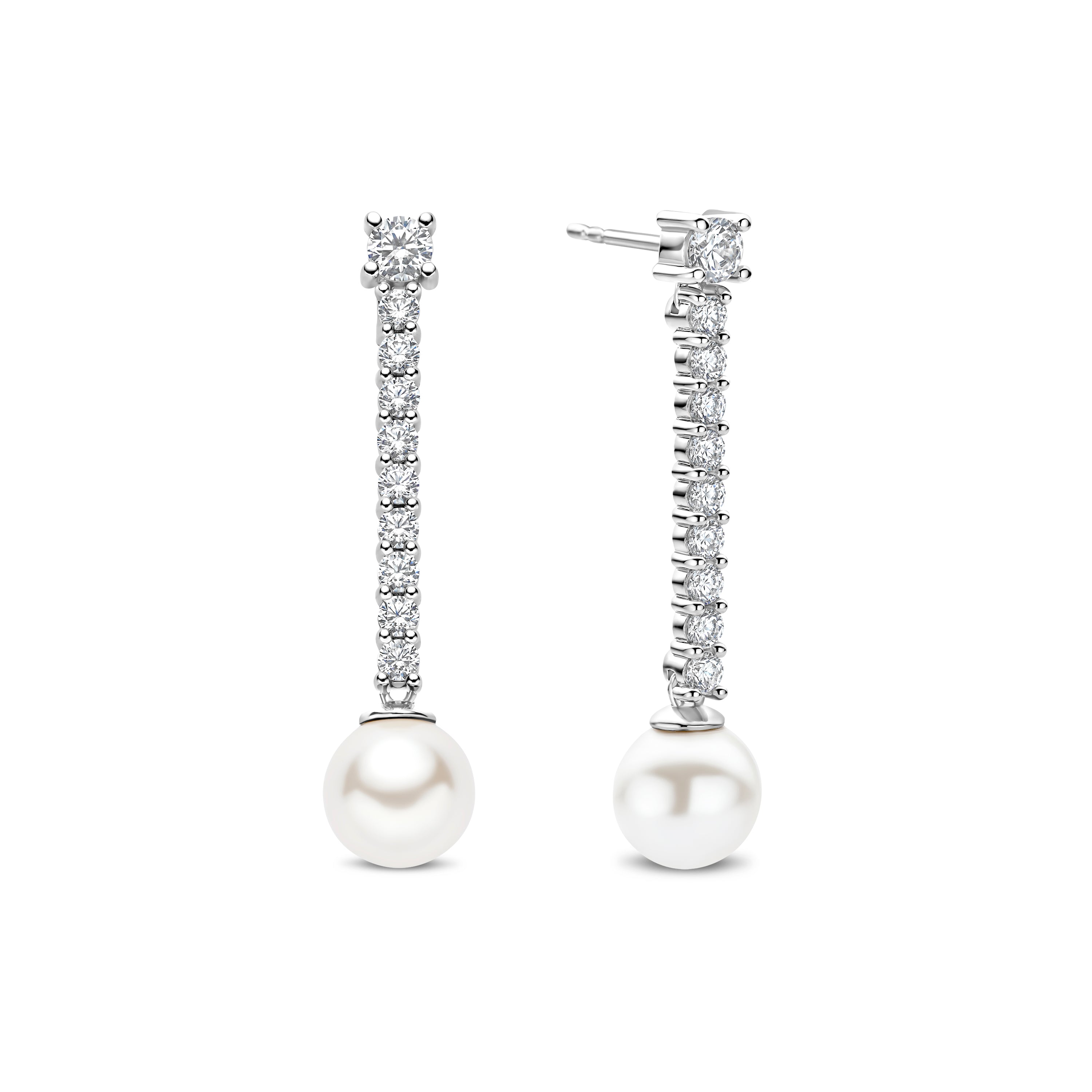 Ti Sento Sterling Silver Cubic Zirconia Tennis & Shell Pearl Drop Earrings