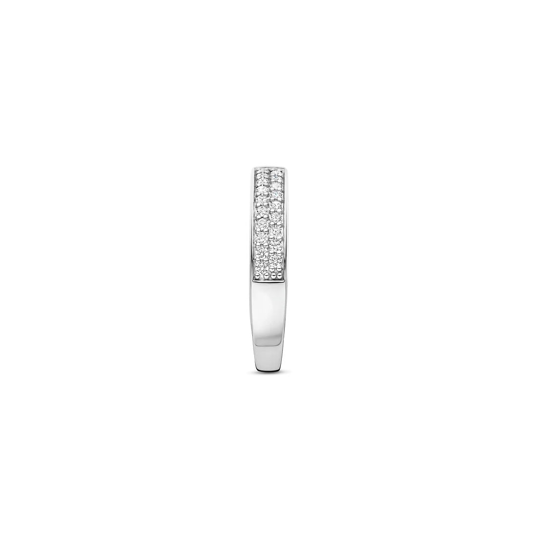 Ti Sento Sterling Silver & Yellow Gold Plated Half Plain & Half Cubic Zirconia Ring (Size 54)