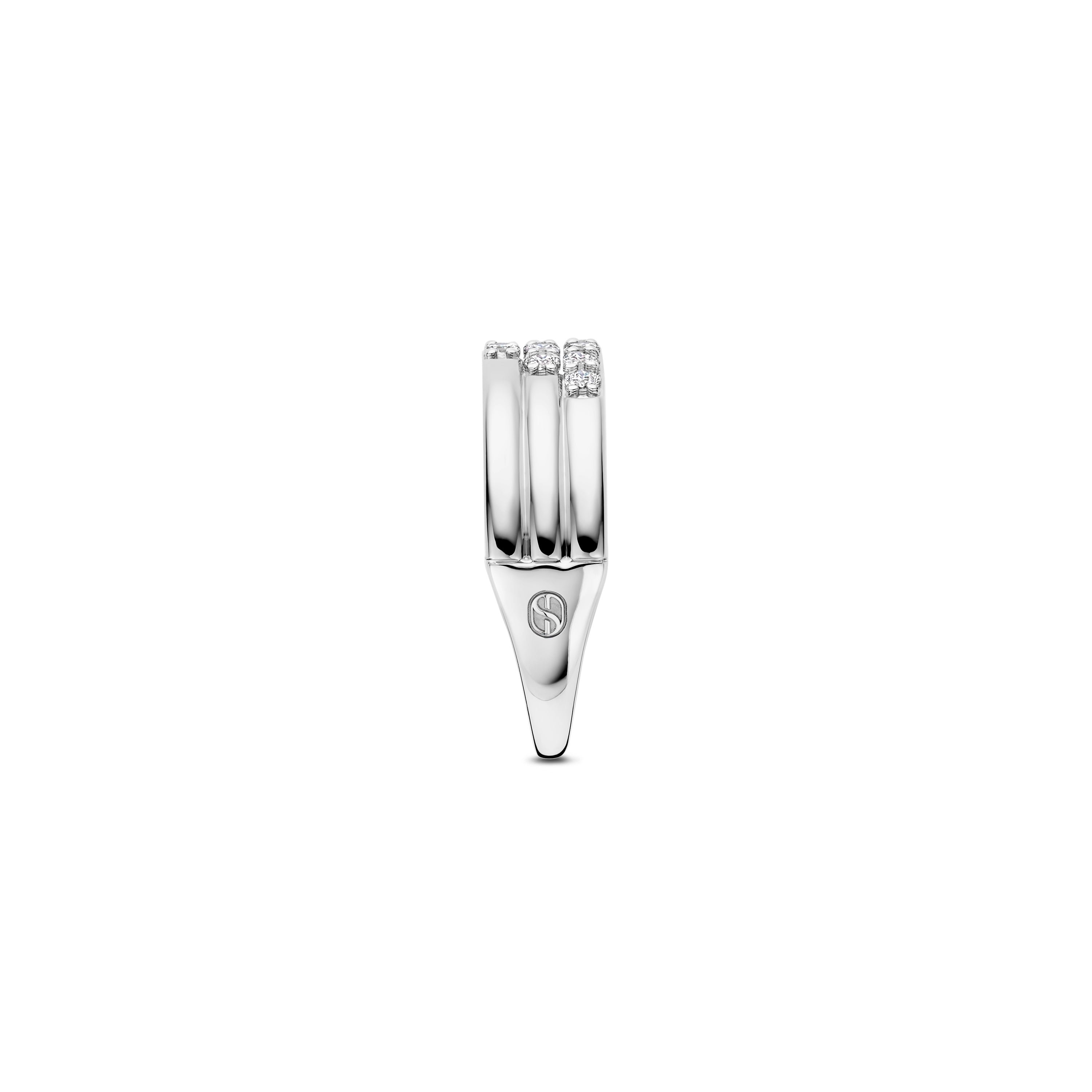 Ti Sento Sterling Silver Cubic Zirconia 3 Row Ring (Size 56)