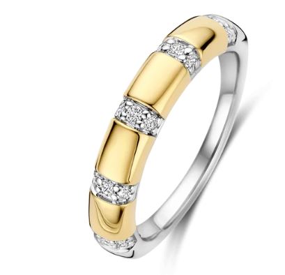 Ti Sento Sterling Silver And Yellow Gold Plated Cubic Zirconia Ring - 54
