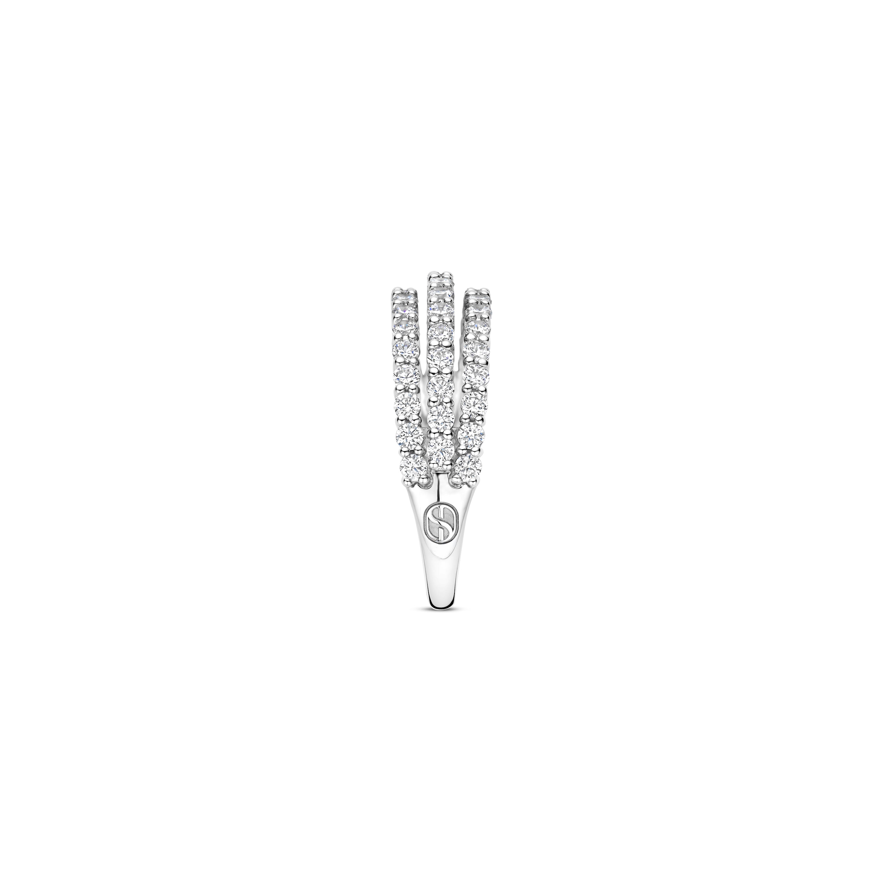 Ti Sento Sterling Silver Cubic Zirconia 3 Row Ring (Size 56)