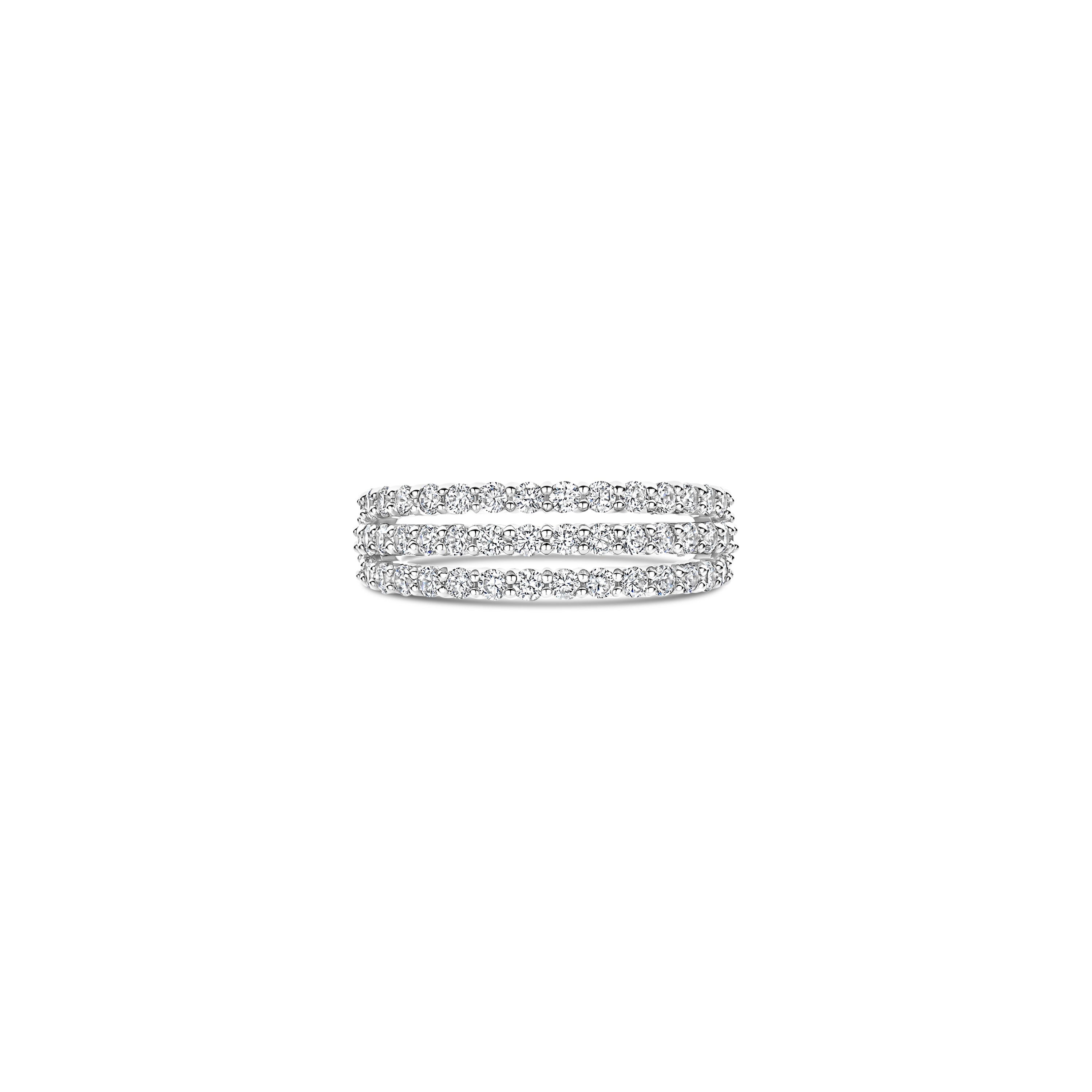 Ti Sento Sterling Silver Cubic Zirconia 3 Row Ring (Size 56)