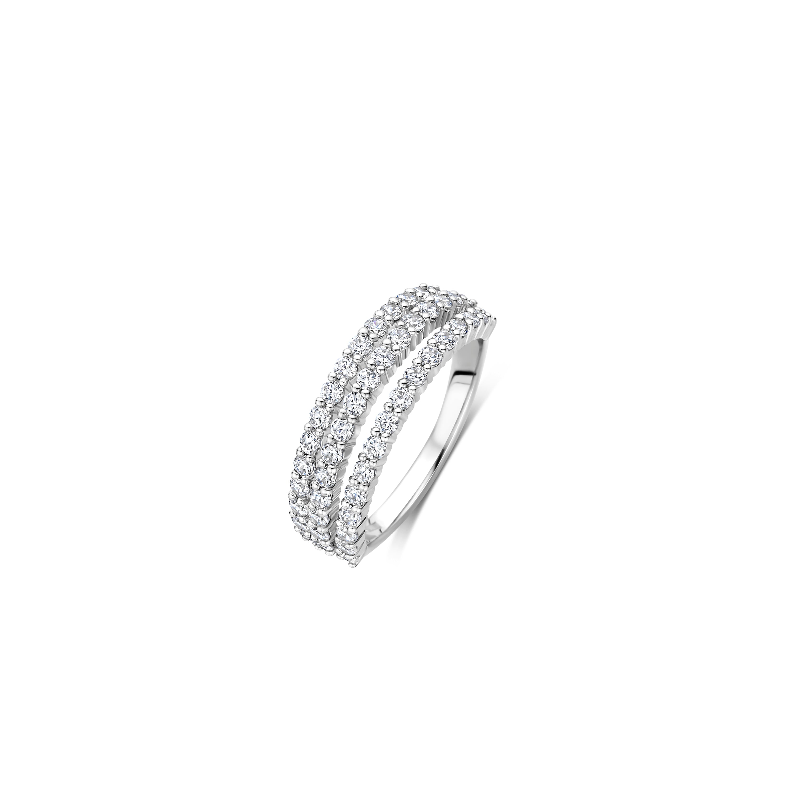 Ti Sento Sterling Silver Cubic Zirconia 3 Row Ring (Size 56)